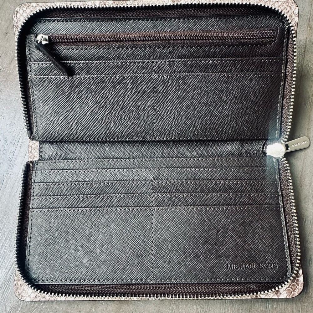 Michael Kors Beige And Brown Python Embossed Zip … - image 7